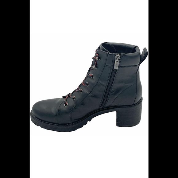 Vince Camuto Leather Lace-Up Ankle Boots Gaviana Black - Medium - Picture 3 of 5